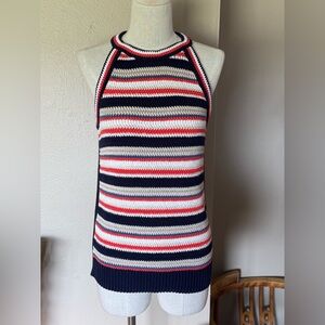Gap Women’s Crochet Stripe Halter Tank Top Navy Like New Size Medium